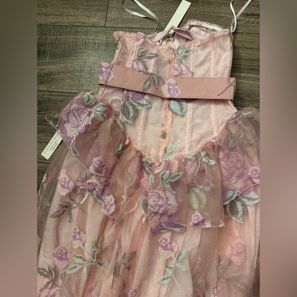 FOR LOVE & LEMONS Emmeline Embroidery Ruffle Midi Dress Size XS NWT - Picture 15 of 17